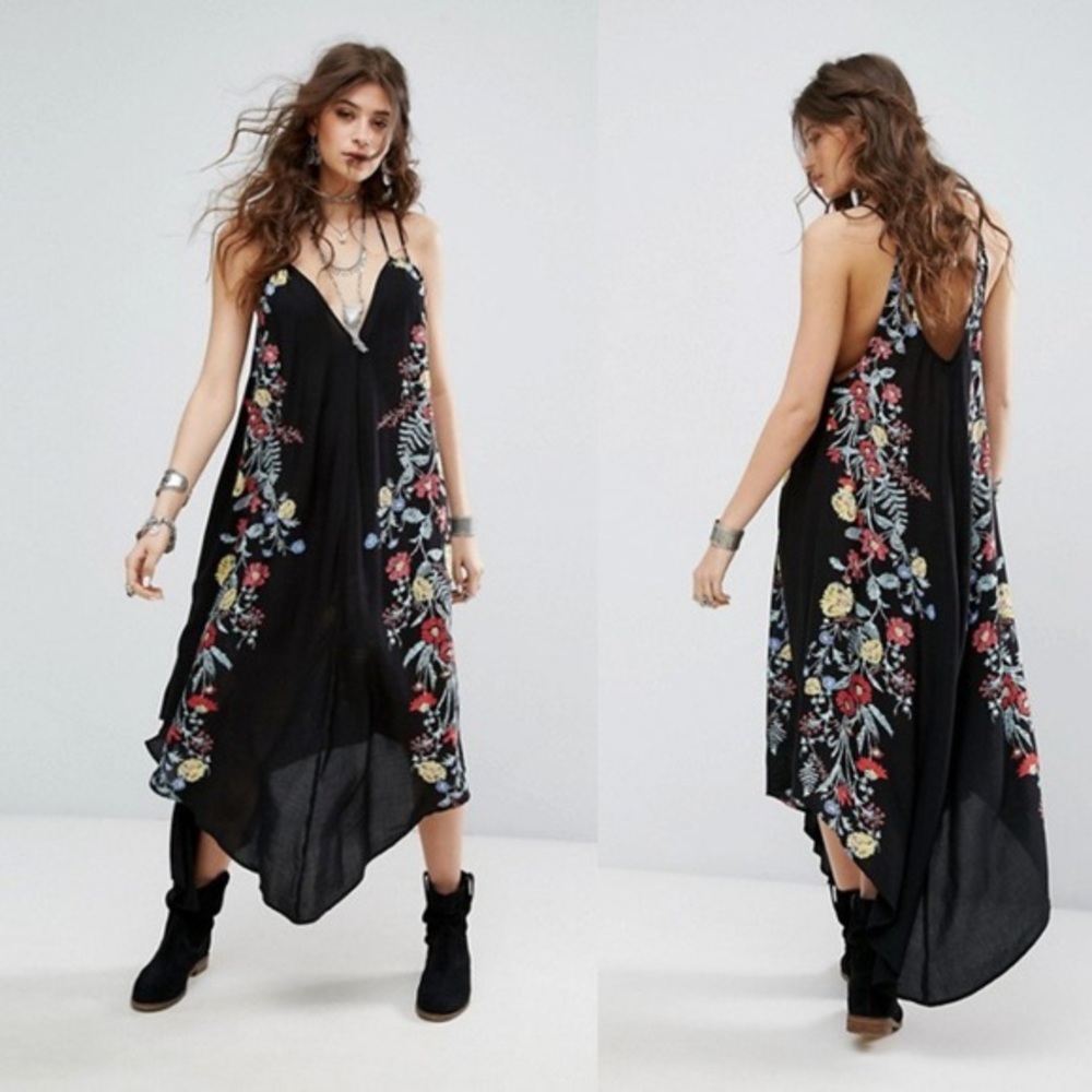 Free People Asbury Multi Floral Slip Maxi Dress